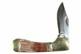 Pocket Knife With Lace Agate Inlays & Matching Base #327596-2